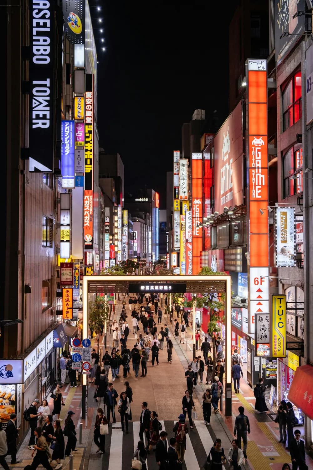 Jalan Shinjuku, Tokyo, di malam hari